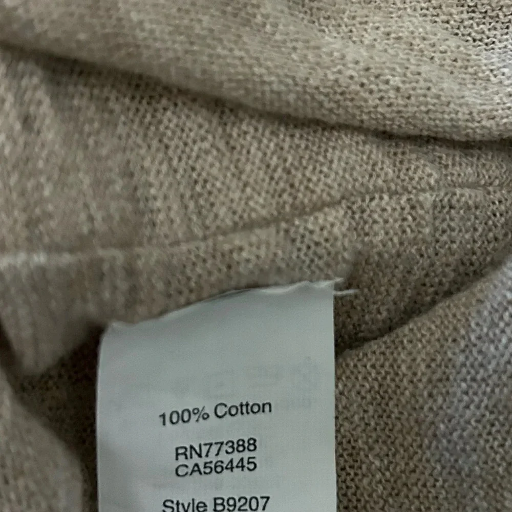j crew 100% cotton vneck sweater size S 3/4 sleeve beige color excellent cond